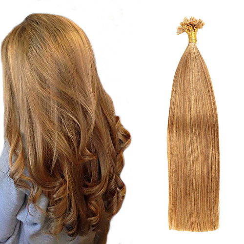 

Fusion / U Tip Hair Extensions Remy Human Hair Nail Tip Hair Extensions 50 pcs 50 g Pack Straight Brown 16-24 inch Hair Extensions