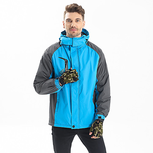 

Men's Hiking Jacket Winter Outdoor Solid Color Windproof Fleece Lining Breathable Warm Jacket Full Length Hidden Zipper Hunting Ski / Snowboard Climbing Yellow Red Orange Dark Blue Light Blue