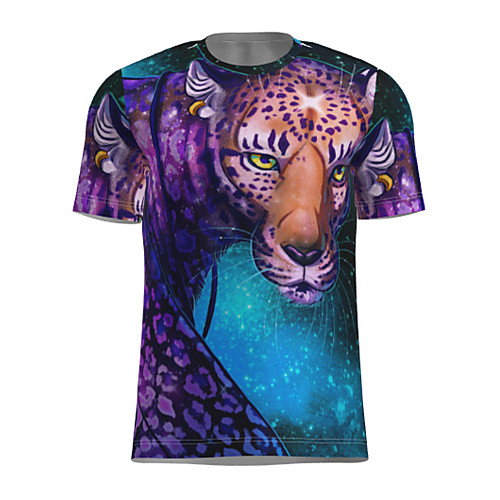 

Men's T shirt 3D Print Graphic Animal Short Sleeve Daily Tops Basic Purple