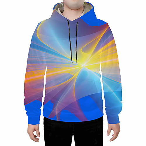 

Men's Plus Size Pullover Hoodie Sweatshirt Geometric Abstract 3D Hooded Daily Going out 3D Print 3D Print Casual Hoodies Sweatshirts Blue Fuchsia Light Green