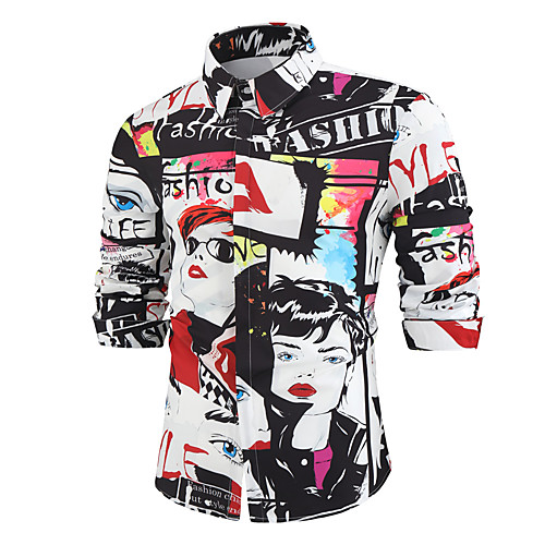 

Men's Shirt Other Prints Graphic Long Sleeve Daily Tops Rainbow