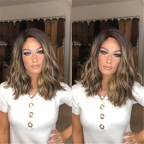 

Synthetic Wig Curly Asymmetrical Wig Short Brown Synthetic Hair Women's Classic Exquisite Fluffy Brown