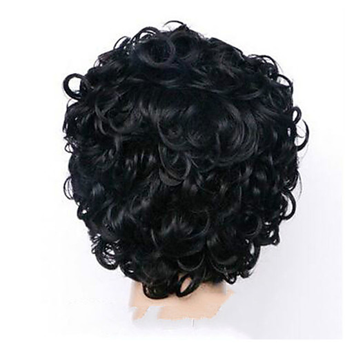

Synthetic Wig Curly Bouncy Curl Layered Haircut Wig Short Natural Black Synthetic Hair 6 inch Women's Cute For European Black