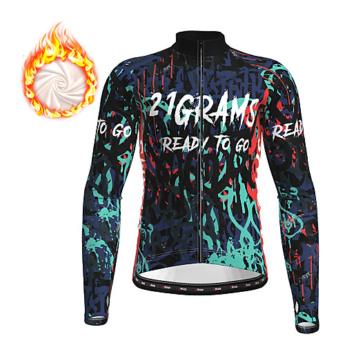 

21Grams Men's Long Sleeve Cycling Jersey Winter Fleece Red Green Christmas Bike Top Mountain Bike MTB Road Bike Cycling Fleece Lining Breathable Warm Sports Clothing Apparel / Micro-elastic