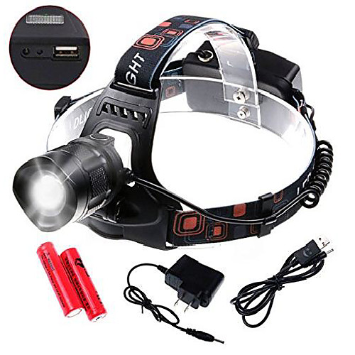 

zoomable led headlamp - (tm) 1800 lumens cree xm-l2 headlight, waterproof 5 modes flashlight torch with rechargeable batteries charger usb cable for outdoor, riding, hunting, hiking, camping