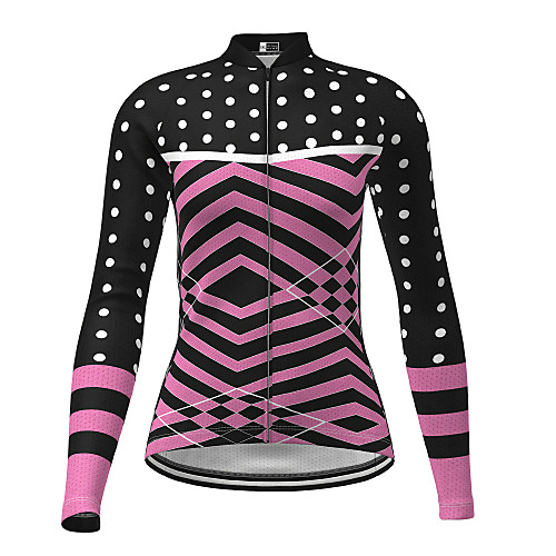 

21Grams Women's Long Sleeve Cycling Jersey Winter Black Polka Dot Bike Jersey Top Mountain Bike MTB Road Bike Cycling Quick Dry Sports Clothing Apparel / Micro-elastic / Athleisure