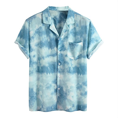 

Men's Shirt Other Prints Graffiti Short Sleeve Daily Tops Basic Blue