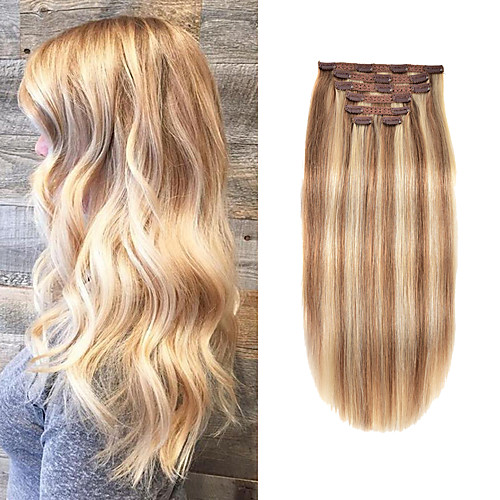 

Clip In Hair Extensions Remy Human Hair 7pcs 7 PCS Pack Straight Natural Hair Extensions