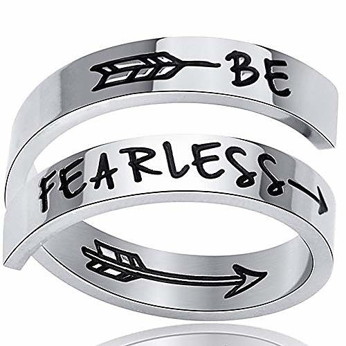 

stainless steel inspirational mantra statement graduation cocktail party ring (be fearless)