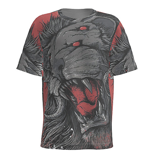 

Men's T shirt 3D Print Graphic 3D Animal Short Sleeve Daily Tops Basic Dark Gray