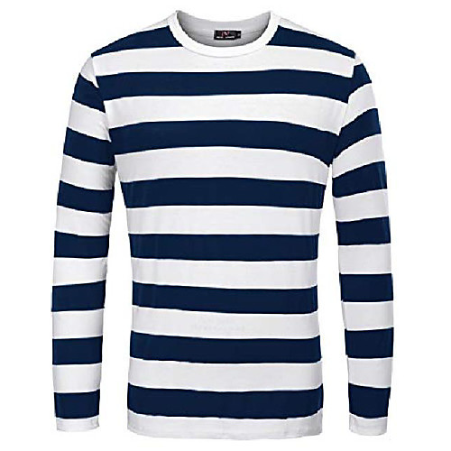 

men's basic striped t-shirt crew neck shirt navy