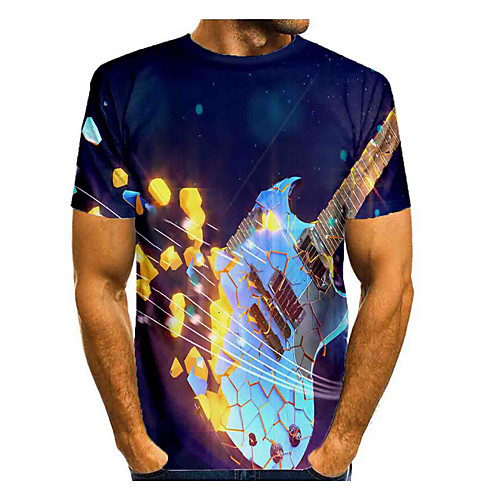 

Men's T shirt 3D Print Graphic Abstract Short Sleeve Daily Tops Basic Royal Blue