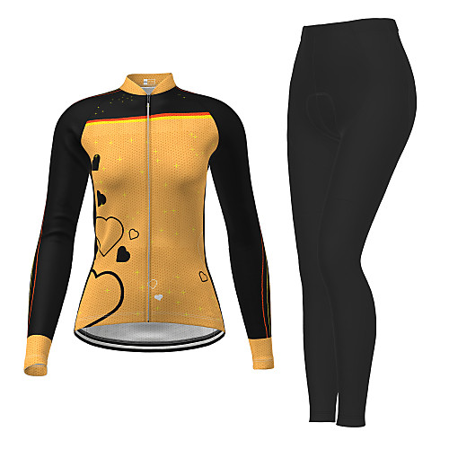

21Grams Women's Long Sleeve Cycling Jersey with Tights Winter Black / Yellow Red Fuchsia Novelty Bike Moisture Wicking Quick Dry Breathable Sports Novelty Mountain Bike MTB Road Bike Cycling Clothing