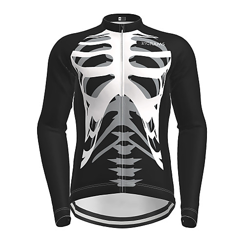 

Men's Long Sleeve Cycling Jersey Winter Black Novelty Skull Bike Jersey Top Mountain Bike MTB Road Bike Cycling Quick Dry Sports Clothing Apparel / Micro-elastic / Athleisure