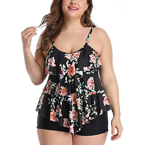 

women's plus size tankini flounce swimsuits bathing suits tummy control swimwear