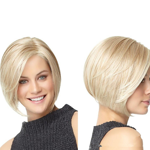 

Synthetic Wig kinky Straight Asymmetrical Wig Short Blonde Synthetic Hair Women's Classic Exquisite Comfy Blonde