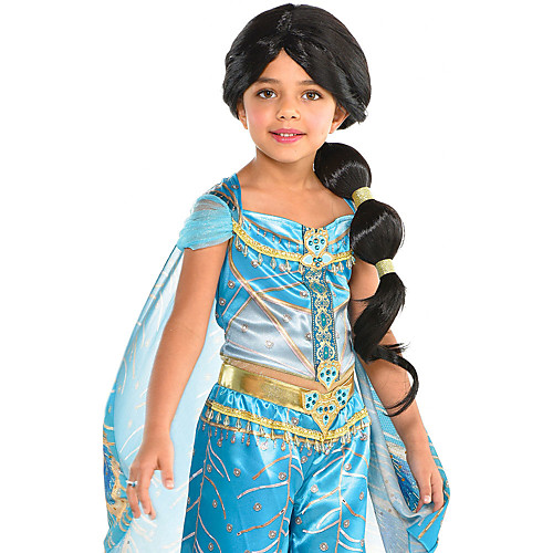 

Cosplay Wig Child Jasmine Straight Braid With Ponytail Wig Very Long Natural Black Synthetic Hair Women's Anime Cosplay Exquisite Black