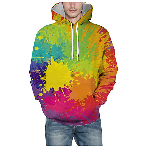 

Men's Pullover Hoodie Sweatshirt Graphic 3D Daily 3D Print Basic Hoodies Sweatshirts Rainbow