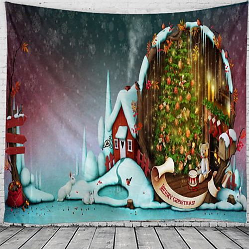 

Christmas Wall Tapestry Art Decor Blanket Curtain Picnic Tablecloth Hanging Home Bedroom Living Room Dorm Decoration Polyester Snow Gift