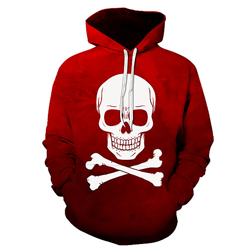 

Men's Pullover Hoodie Sweatshirt Graphic Skull Hooded Daily 3D Print Basic Hoodies Sweatshirts Long Sleeve Blue Purple Red