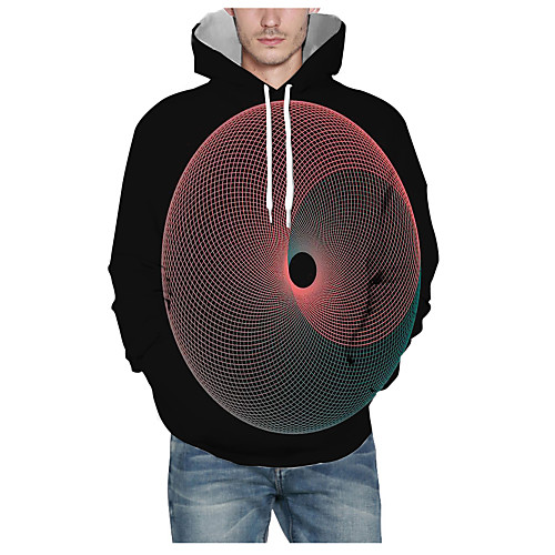 

Men's Daily Pullover Hoodie Sweatshirt Print 3D Graphic Hooded Basic Hoodies Sweatshirts Long Sleeve Black