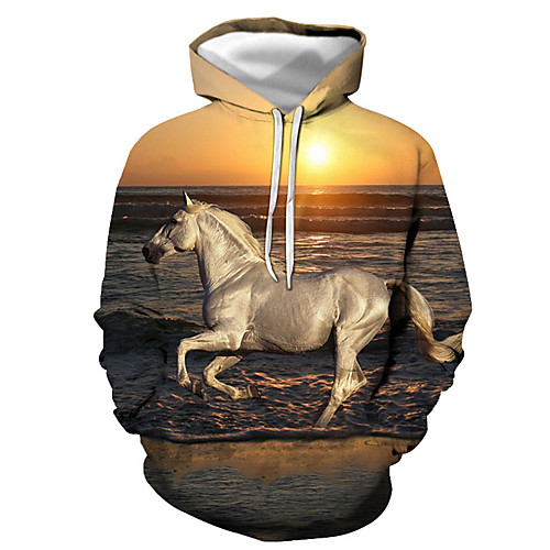 

Men's Pullover Hoodie Sweatshirt Graphic Animal Hooded Daily Going out 3D Print Basic Casual Hoodies Sweatshirts Long Sleeve Orange