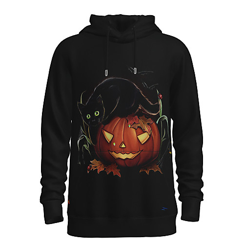 

Men's Pullover Hoodie Sweatshirt Graphic 3D Pumpkin Daily 3D Print Basic Halloween Hoodies Sweatshirts Black