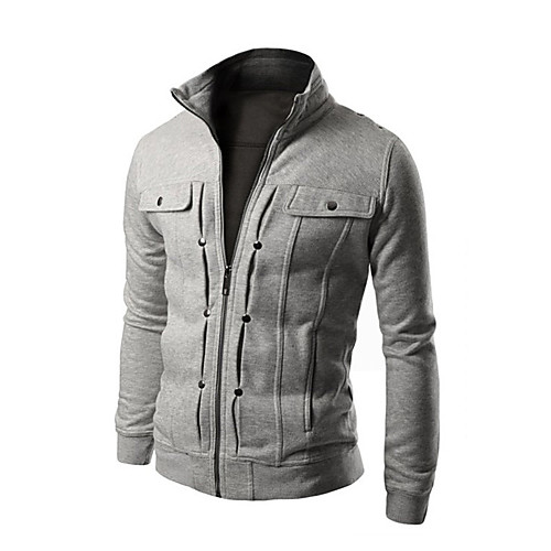 

Men's Hunting Hooded Sweatshirt Solid Color Stand Collar Chic & Modern Vintage Hoodies Sweatshirts Long Sleeve Black Light Gray Dark Gray