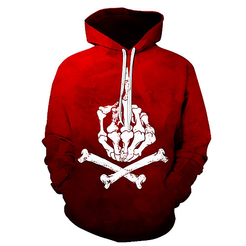 

Men's Pullover Hoodie Sweatshirt Graphic Skull Hooded Daily 3D Print Basic Hoodies Sweatshirts Long Sleeve Purple Red Yellow