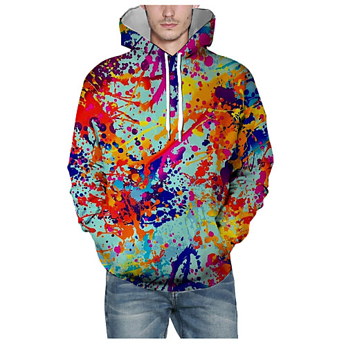 

Men's Daily Pullover Hoodie Sweatshirt 3D Graphic Hooded Basic Hoodies Sweatshirts Long Sleeve Rainbow