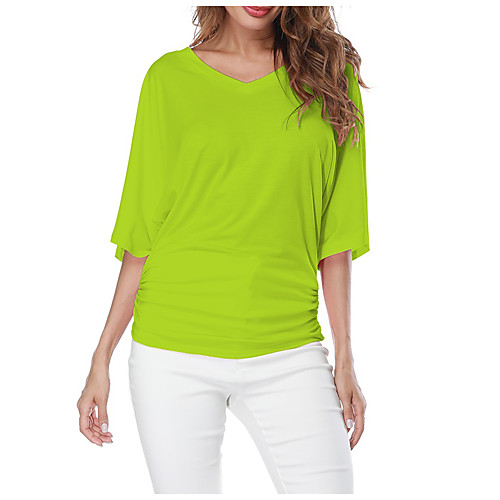 

Women's Blouse Shirt Solid Color Plain Round Neck Tops Cotton Basic Basic Top Wine Red White Black