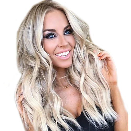 

Synthetic Wig Curly Water Wave Middle Part Wig Long Blonde Synthetic Hair 26 inch Women's Cool Fluffy Blonde