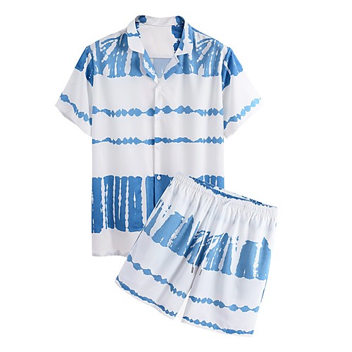 

Men's Set Other Prints Graphic Short Sleeve Daily Tops Basic White
