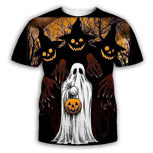 

Men's T shirt 3D Print Graphic Print Short Sleeve Party Tops Exaggerated Rainbow / Halloween