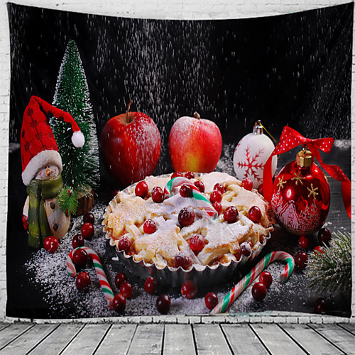 

Christmas Santa Claus Holiday Party Wall Tapestry Art Decor Blanket Curtain Picnic Tablecloth Hanging Home Bedroom Living Room Dorm Decoration Gift Snow Tree Apple Cake Polyester