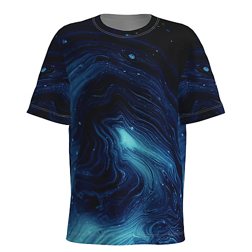 

Men's T shirt 3D Print Galaxy Graphic 3D Short Sleeve Daily Tops Basic Blue