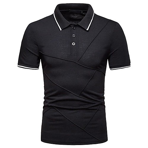

Men's Polo Solid Color Ceremony Tops Navy Black Dark Gray