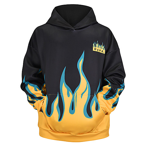 

Men's Pullover Hoodie Sweatshirt Graphic 3D Flame Oversized Hooded Daily 3D Print Basic Hoodies Sweatshirts Long Sleeve Black
