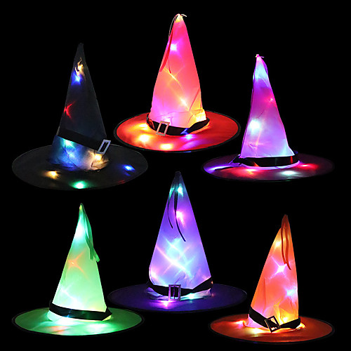 

1pc Halloween Decorations Halloween Entertaining / Decorative Objects Holiday Decorations Party Garden Wedding Decoration 3734 cm Led Glowing Witch Wizard Hat