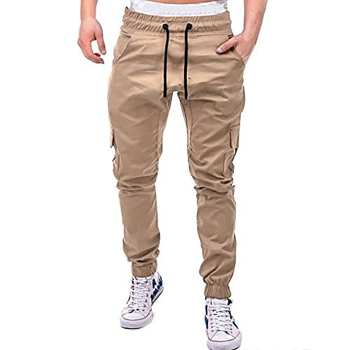 

men's sweatpants with pockets elastic bottom classic joggers drawstring pants trousers (xxxl, z_khaki)
