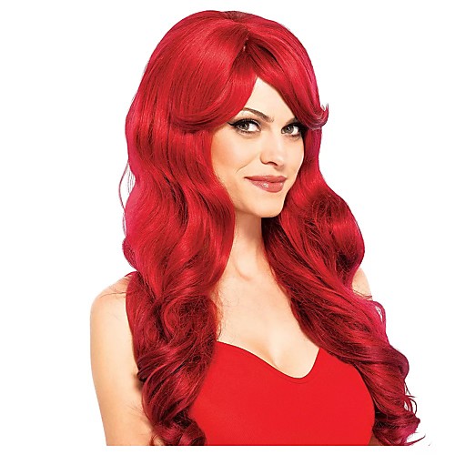 

Cosplay Wig Wavy Long Red Curly Asymmetrical Wig Very Long Red Synthetic Hair Women's Anime Cosplay Exquisite Red