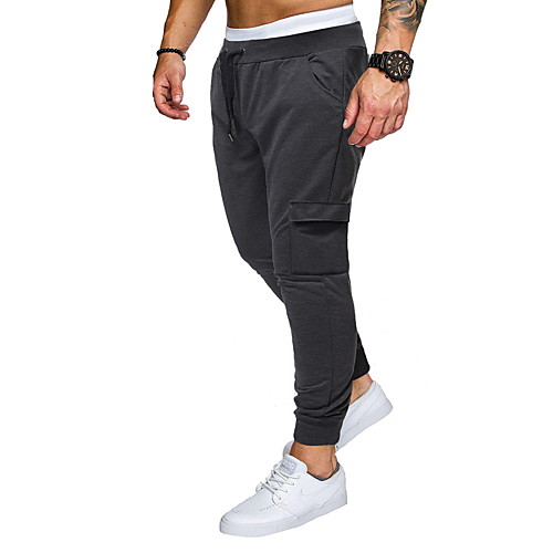 

Men's Streetwear Cotton Slim Casual Going out Jogger Chinos Pants Solid Colored Full Length Black Gray