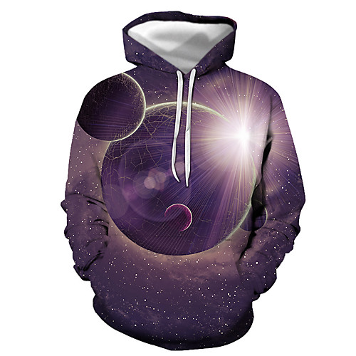 

Men's Pullover Hoodie Sweatshirt Graphic Hooded Daily Going out 3D Print Basic Casual Hoodies Sweatshirts Long Sleeve Purple