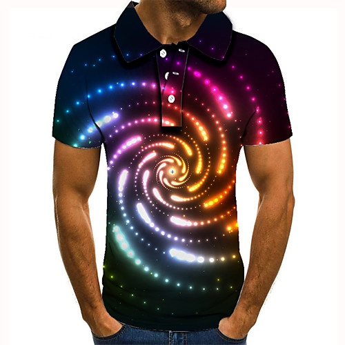 

Men's Polo 3D Print Graphic Optical Illusion Print Short Sleeve Daily Tops Basic Rainbow