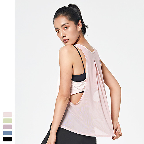 

Women's Tank Top Patchwork Fashion Black Purple Blue Green Light Pink Mesh Spandex Yoga Fitness Running Top Sport Activewear Breathable Quick Dry Comfortable Stretchy