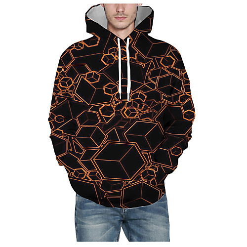 

Men's Daily Pullover Hoodie Sweatshirt Print 3D Graphic Hooded Basic Hoodies Sweatshirts Long Sleeve Black