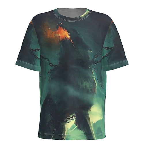 

Men's T shirt 3D Print Graphic Animal Short Sleeve Daily Tops Basic Green