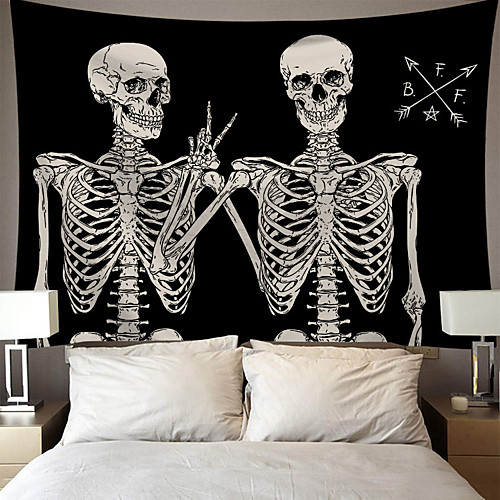 

Wall Tapestry Art Decor Blanket Curtain Picnic Tablecloth Hanging Home Bedroom Living Room Dorm Decoration Polyester Skeleton Gesture