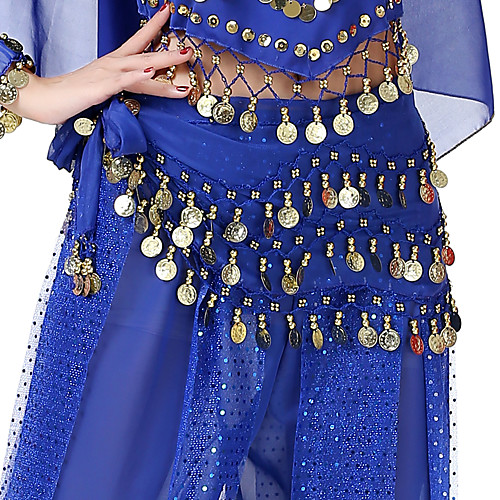 

Women's Women Belly Dance Dance Dancing Fashion Casual / Sporty Lace Up Terylene Paillette White Black Blue Hip Scarf