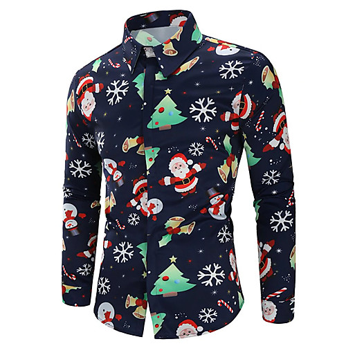 

but& #39;s ugly christmas tops casual xmas snowflakes santa printed shirt tee slim lapel long sleeve button top blouse s-xl